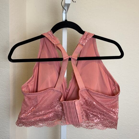 DREAMFIT Plus Size Full Coverage Wireless Lace Bralette Apricot Pink 3X New - Picture 6 of 7